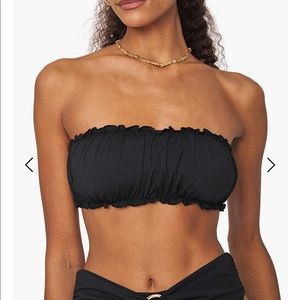 WEWOREWHAT - Black Scrunchie Bandeau Bikini Top (Size Small)